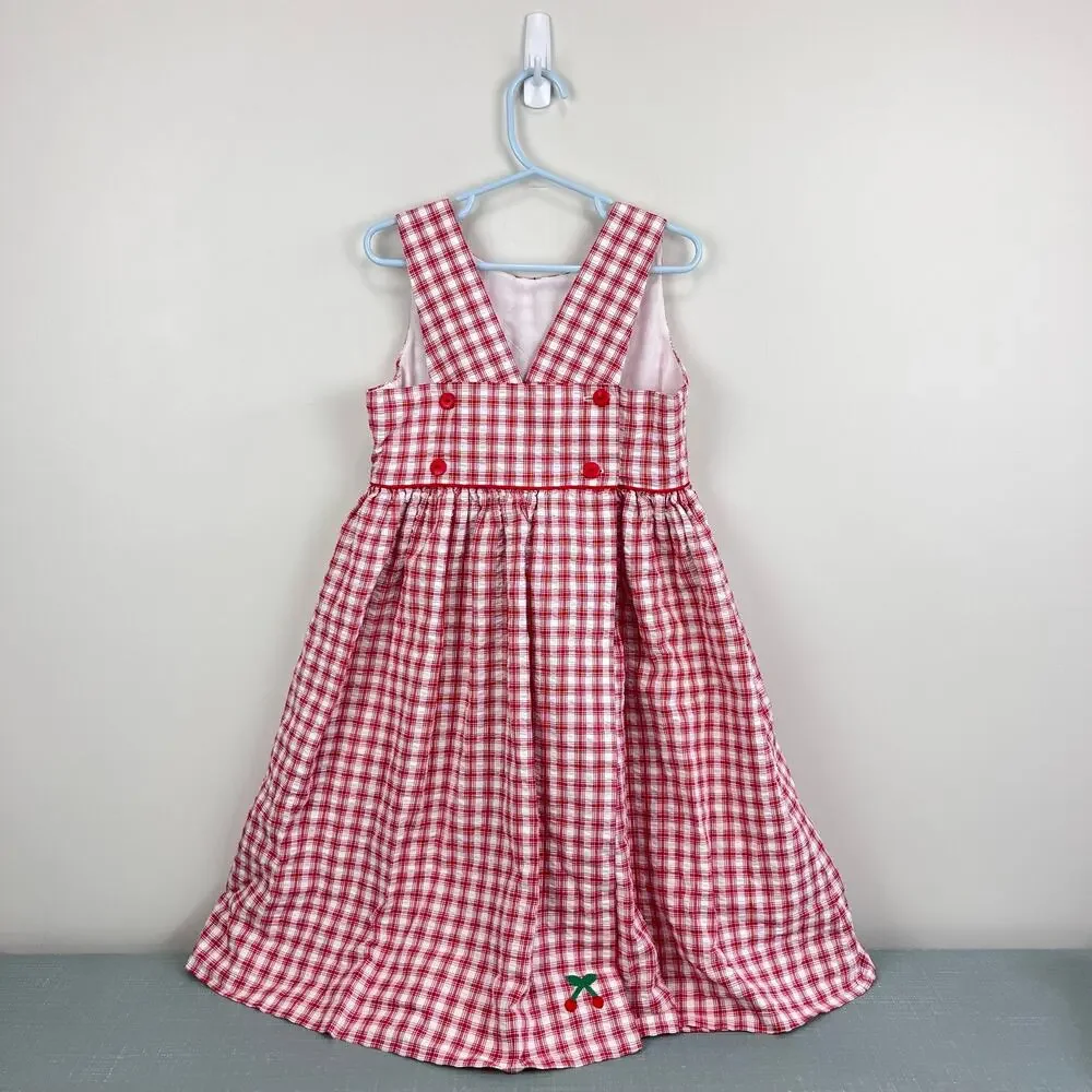 Florence Eiseman Sleeveless Red Plaid Cherry Dress 6